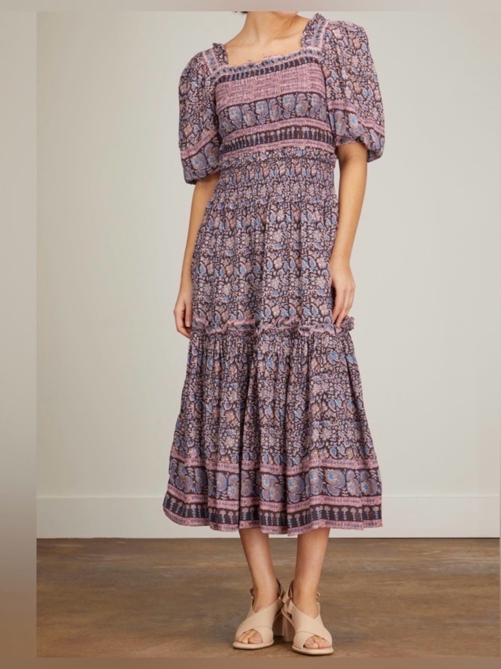 NWT - Sea New York - Amaki Border Print Smocked Dress - Size M